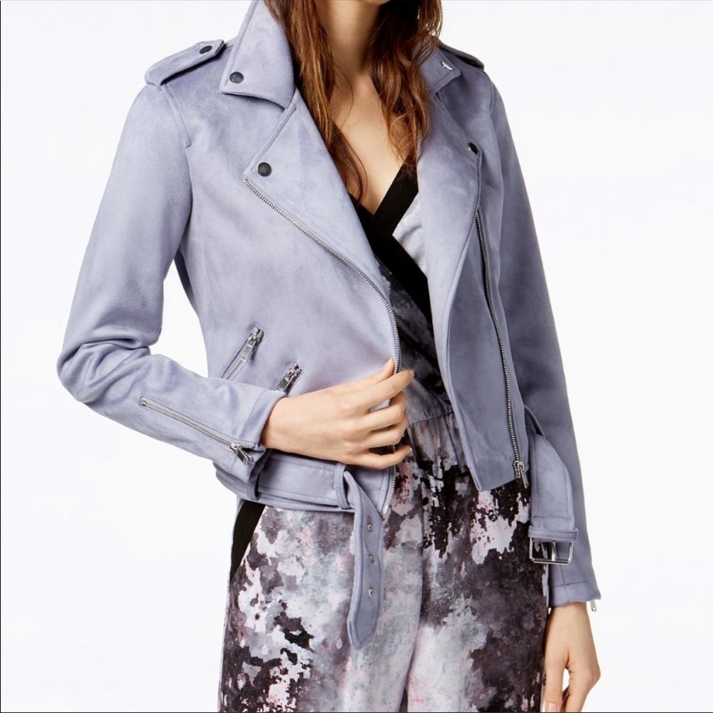 NWOT Bar III Lavendar Suede Moto Jacket